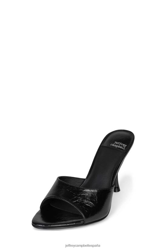 mujer Jeffrey Campbell agente arruga negra PHXV4X104 sandalia de tacón