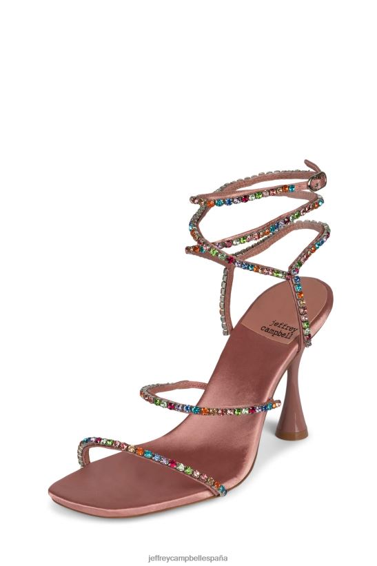 mujer Jeffrey Campbell atractivo rosa satinado brillante multi joya PHXV4X1530 sandalia de tacón