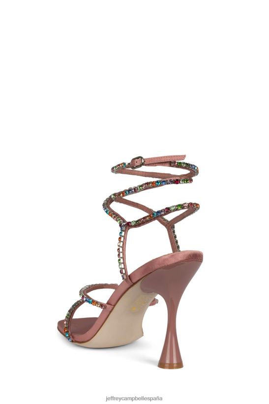 mujer Jeffrey Campbell atractivo rosa satinado brillante multi joya PHXV4X1530 sandalia de tacón