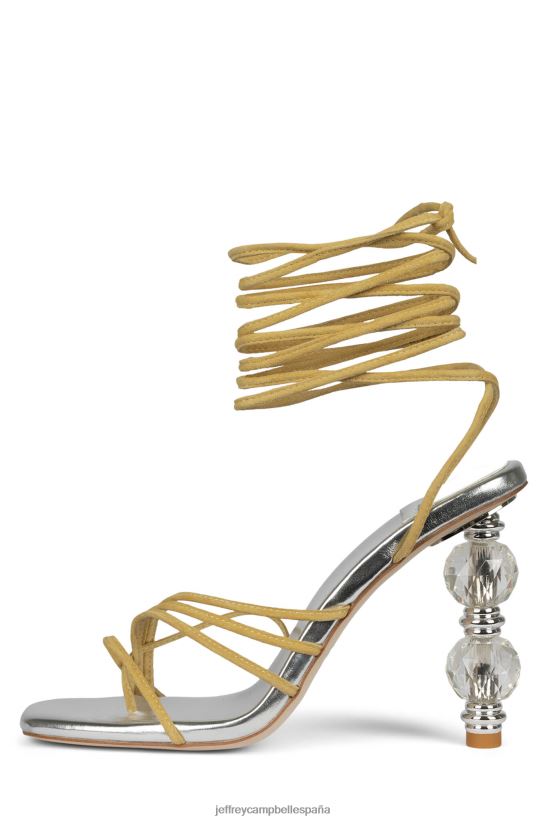 mujer Jeffrey Campbell bijouxx-2 ante amarillo plata PHXV4X1616 sandalia de tacón