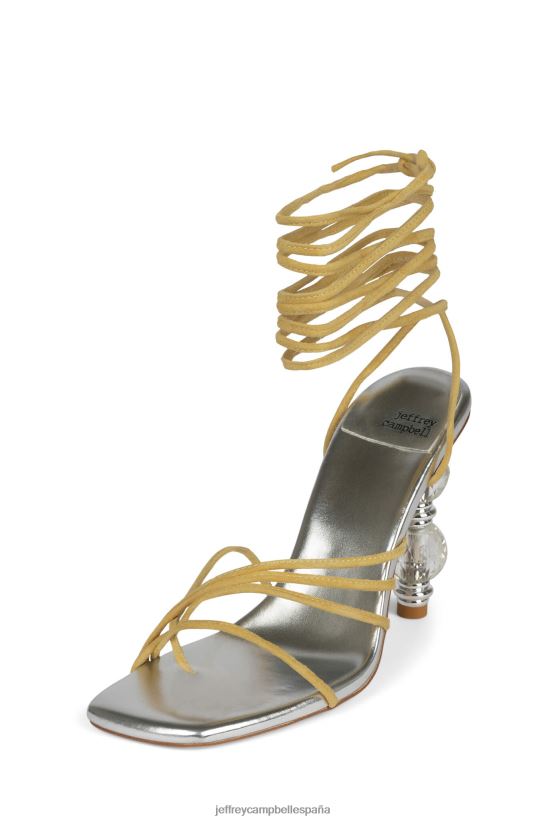 mujer Jeffrey Campbell bijouxx-2 ante amarillo plata PHXV4X1616 sandalia de tacón