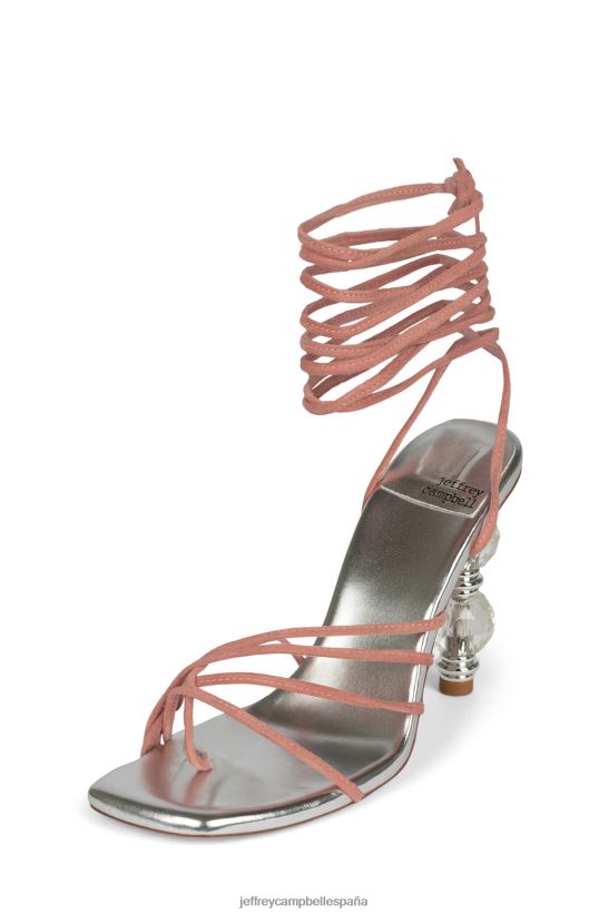 mujer Jeffrey Campbell bijouxx-2 ante rosa plata PHXV4X1614 sandalia de tacón
