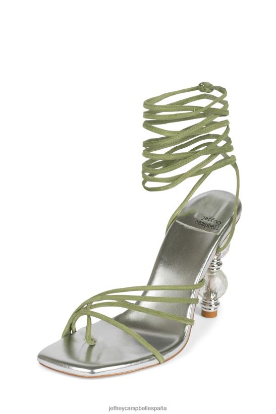 mujer Jeffrey Campbell bijouxx-2 gamuza verde plata PHXV4X1615 sandalia de tacón