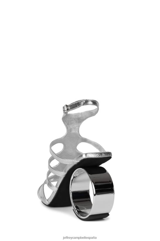 mujer Jeffrey Campbell círculos plateado metalizado PHXV4X230 sandalia de tacón