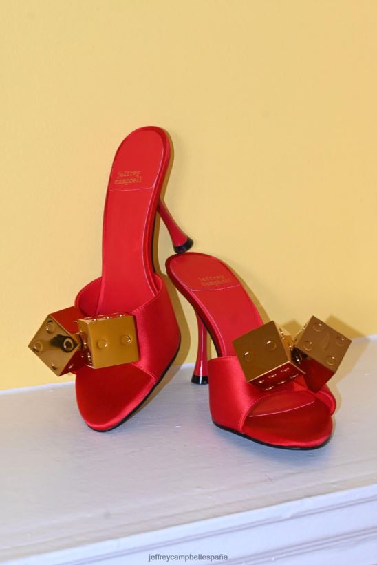 mujer Jeffrey Campbell dado oro rojo satinado PHXV4X1403 sandalia de tacón