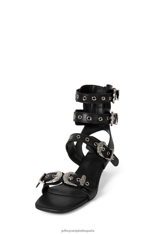 mujer Jeffrey Campbell ecléctica plata negra PHXV4X226 sandalia de tacón