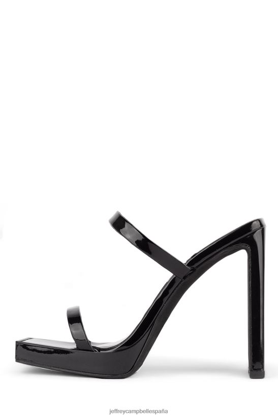 mujer Jeffrey Campbell estafador charol negro PHXV4X1542 sandalia de tacón