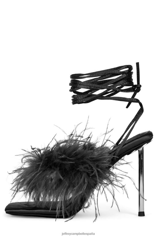 mujer Jeffrey Campbell finura plata negra PHXV4X1503 sandalia de tacón