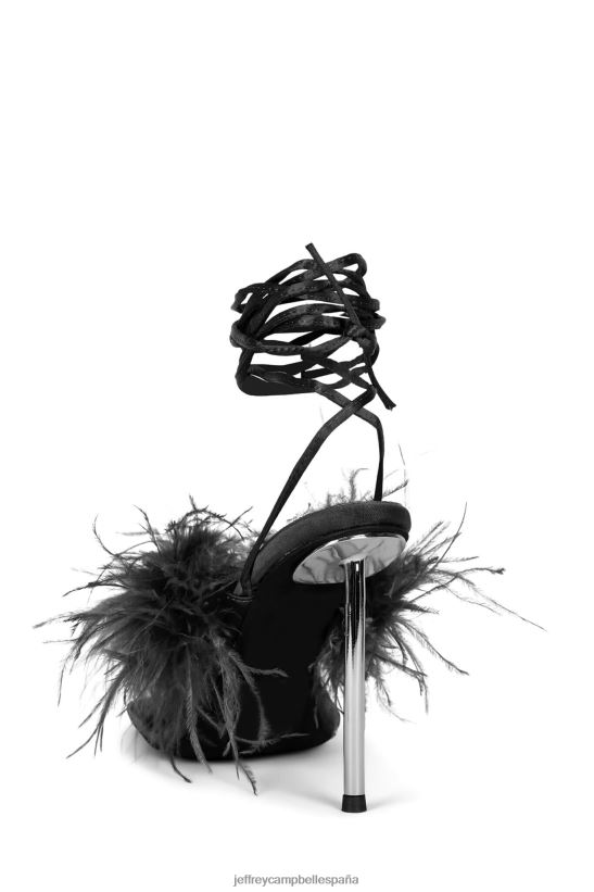 mujer Jeffrey Campbell finura plata negra PHXV4X1503 sandalia de tacón