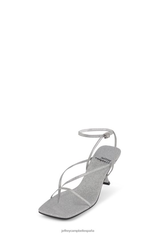 mujer Jeffrey Campbell flujox brillo plateado PHXV4X1644 sandalia de tacón