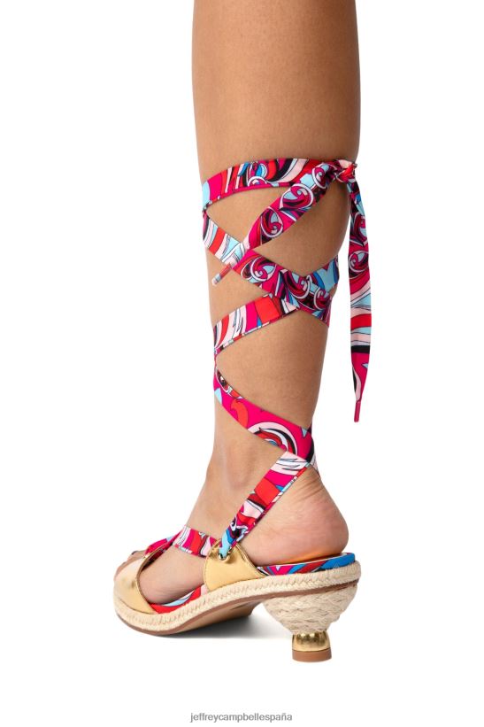 mujer Jeffrey Campbell galápagos oro rojo multi PHXV4X1425 sandalia de tacón