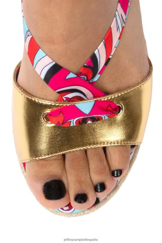 mujer Jeffrey Campbell galápagos oro rojo multi PHXV4X1425 sandalia de tacón