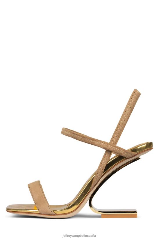 mujer Jeffrey Campbell geométrico ante natural oscuro dorado PHXV4X1546 sandalia de tacón
