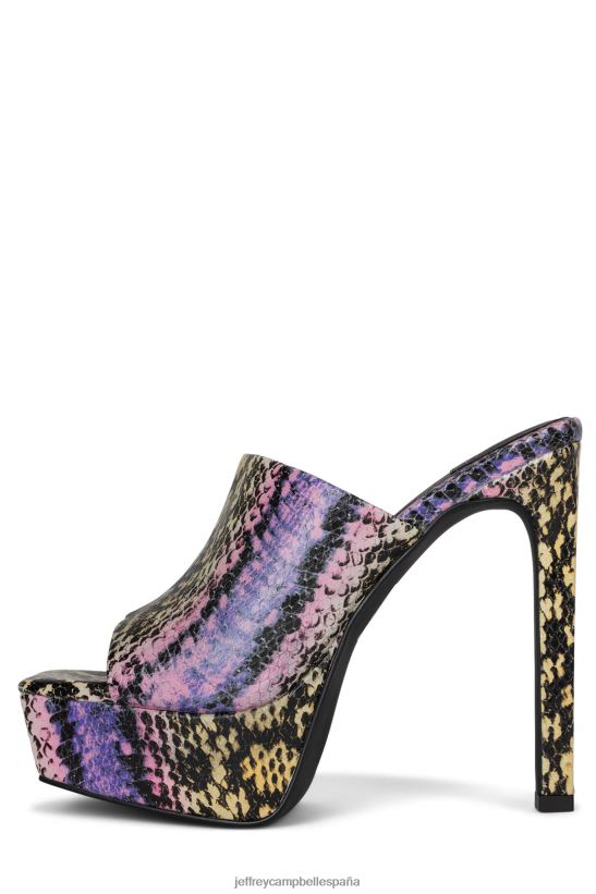 mujer Jeffrey Campbell hombre de influencia serpiente amarilla morada PHXV4X1521 sandalia de tacón