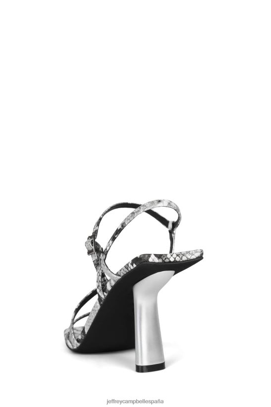 mujer Jeffrey Campbell idealista plata serpiente negra PHXV4X1473 sandalia de tacón