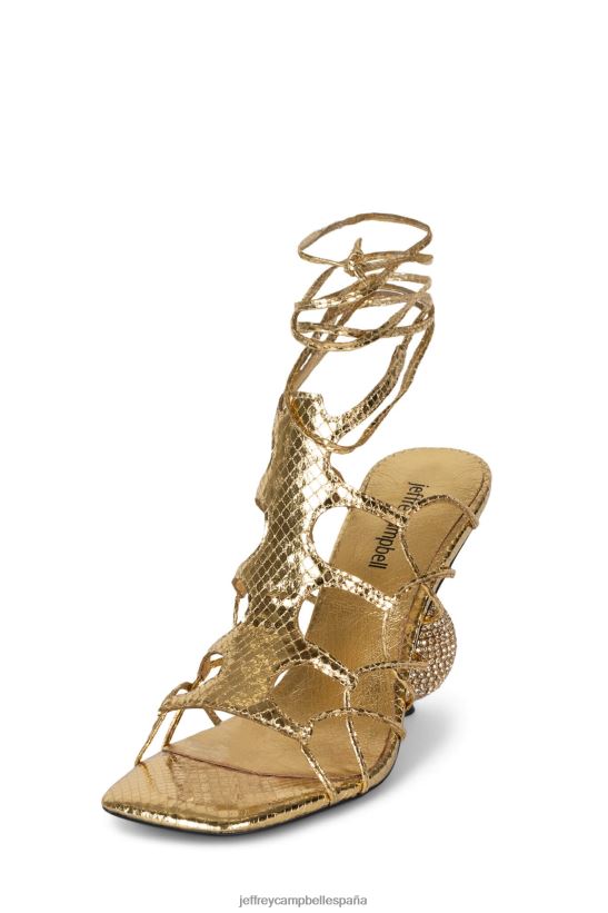 mujer Jeffrey Campbell le-monstruo serpiente metalica dorada PHXV4X232 sandalia de tacón