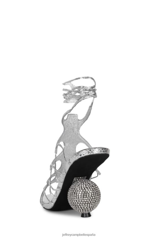 mujer Jeffrey Campbell le-monstruo serpiente metalica plateada PHXV4X231 sandalia de tacón