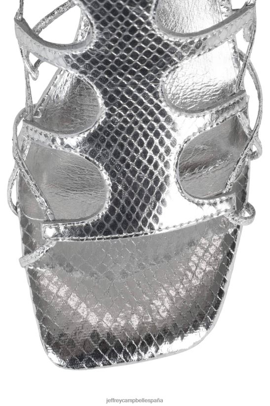 mujer Jeffrey Campbell le-monstruo serpiente metalica plateada PHXV4X231 sandalia de tacón