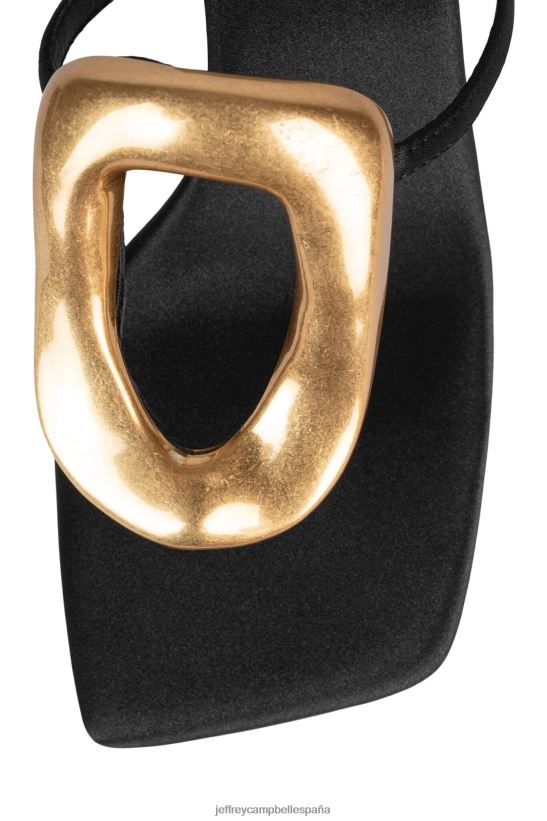 mujer Jeffrey Campbell linq-up oro negro satinado PHXV4X1495 sandalia de tacón