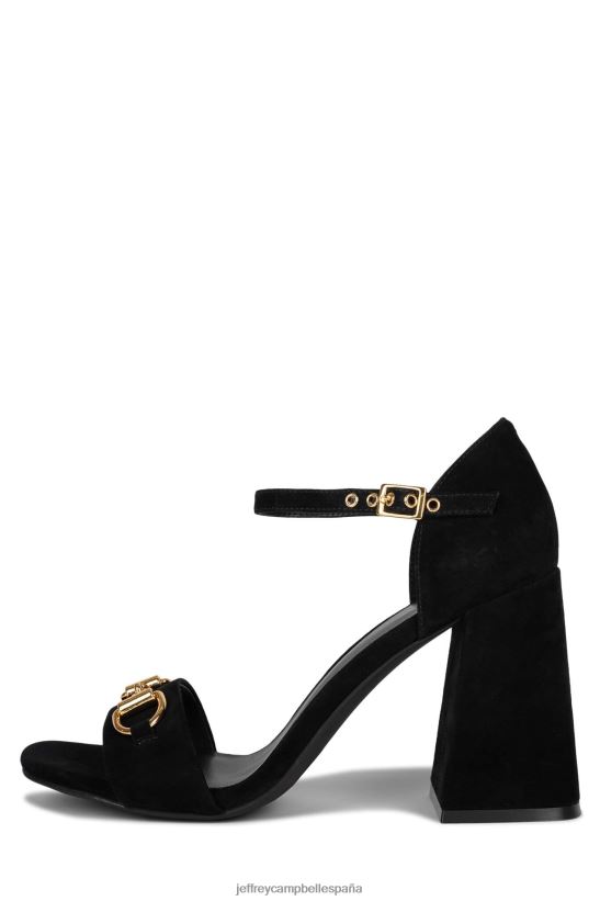 mujer Jeffrey Campbell pop-star-b ante negro dorado PHXV4X1480 sandalia de tacón