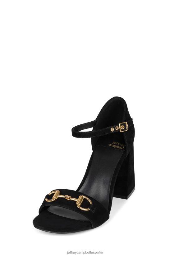 mujer Jeffrey Campbell pop-star-b ante negro dorado PHXV4X1480 sandalia de tacón