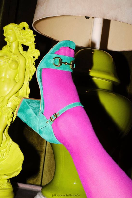 mujer Jeffrey Campbell pop-star-b ante verde dorado PHXV4X1484 sandalia de tacón