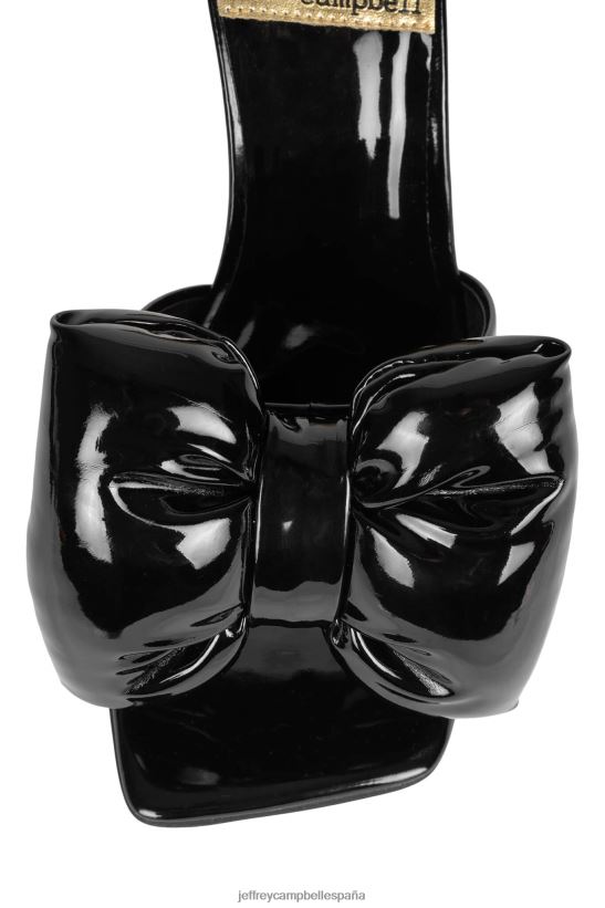 mujer Jeffrey Campbell reverencia oro charol negro PHXV4X1533 sandalia de tacón