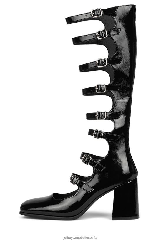 mujer Jeffrey Campbell señor charol arrugado negro PHXV4X234 sandalia de tacón