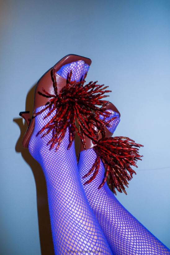 mujer Jeffrey Campbell señor-gran-pom rojo ladrillo PHXV4X1609 sandalia de tacón